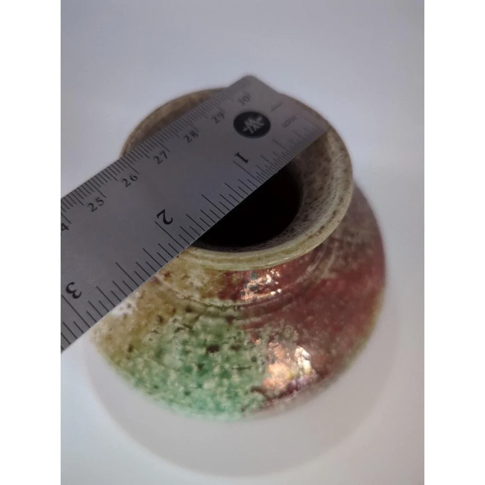 Steve Elgeson Studio Pottery Vase Signed 2004 Green Brown Glaze Hand Thrown Art